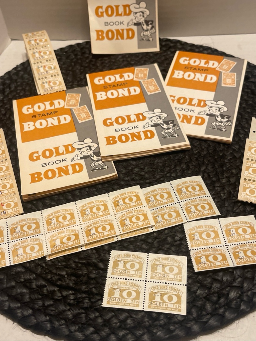 4 Gold Bond saver  Books Set - Orange and White Vintage